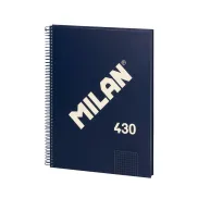 Cuaderno A4 Tapa Dura Azul Marino, 80 Hojas Cuadrícula 5x5mm