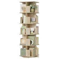 Estantería Giratoria de 5 Niveles para Libros en Madera