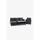 Muebles de jardín VEN 4 plazas con chaise longue negro