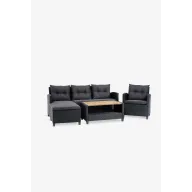 Muebles de jardín VEN 4 plazas con chaise longue negro