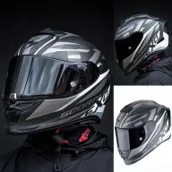 Casco SCORPION EXO R1 EVO Air Runner en carbono negro y blanco