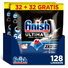 Lavavajillas Finish Powerball Ultimate, 128 pastillas 2x64