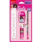 Papelería Barbie Mini Set: lápiz, regla, goma, sacapuntas