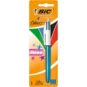BIC Bolígrafo Retráctil 4 Colores Shine, Metálicos Surtidos