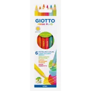 Lápices de colores fluo Giotto Mega, hexagonales, 6 unidades.