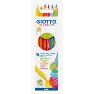 Lápices de colores fluo Giotto Mega, hexagonales, 6 unidades.