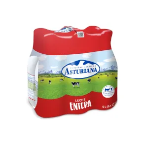Pack de 6 Botellas de Leche Entera Asturiana 1.5L