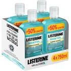 Enjuague bucal Listerine Mentol Suave 4x750 ml sin alcohol