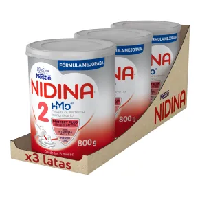 Leche en polvo para bebés NIDINA 2, 3 x 800g, Nestlé