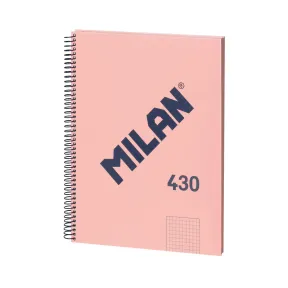 Cuaderno A4 rosa MILAN, tapa dura, 5x5mm, 80 hojas
