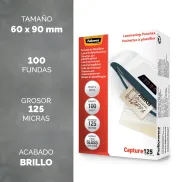 Fundas de Plastificar 60x90mm, Brillo, 100 Hojas, 250 micras