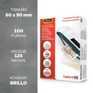 Fundas de Plastificar 60x90mm, Brillo, 100 Hojas, 250 micras