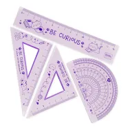 Juego de geometría con regla, cartabón y transportador - Legami
