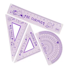 Juego de geometría con regla, cartabón y transportador - Legami