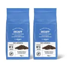 Café descafeinado en grano, tueste claro, 2 paquetes 1 kg