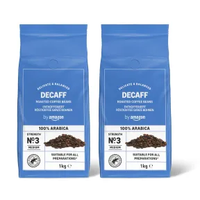 Café descafeinado en grano, tueste claro, 2 paquetes 1 kg