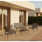Muebles de jardín: sofá gris oscuro, 2 sillones y mesa baja