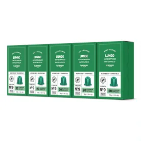 Cápsulas Lungo de café medio, 100 compatibles Nespresso