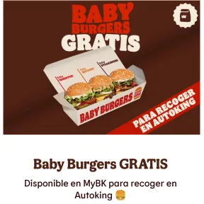 GRATIS Baby Burgers al recoger en Autoking (pedidos +20 €)