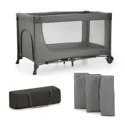 Cuna de Viaje Kinderkraft Joy 2: 3 en 1, Plegado Fácil, Gris