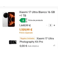 Xiaomi 17 Ultra 1Tb + Kit Fotografía GRATIS, solo 928€