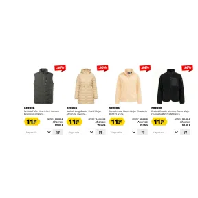 Ropa de invierno Reebok: Puffer, Fleece a 11€