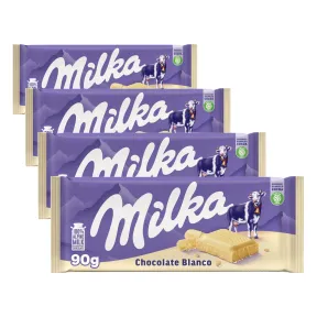 Chocolate Blanco Milka de los Alpes, 4 Paquetes de 90 g