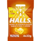 Caramelos Sin Azúcar Halls Sabor Miel y Limón, 4 x 32 g
