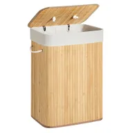 Cesta de bambú SONGMICS para ropa sucia, 72 L, con tapa