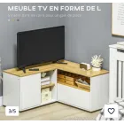 Mueble para TV de hasta 40" con almacenamiento, madera clara.
