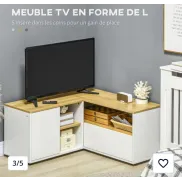 Mueble para TV de hasta 40" con almacenamiento, madera clara.