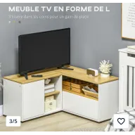 Mueble para TV de hasta 40" con almacenamiento, madera clara.