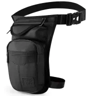 Riñonera impermeable negra para pierna de motocicleta.