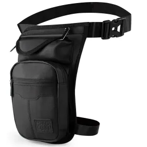 Riñonera impermeable negra para pierna de motocicleta.