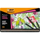 Caja de Metal con 36 Lápices de Colores BIC Intensity Premium