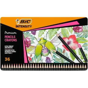 Caja de Metal con 36 Lápices de Colores BIC Intensity Premium