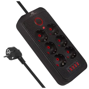 Regleta Maclean MCE389391 | 6 Conectores USB y USB-C