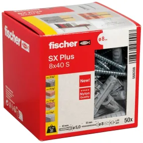Taco de expansión Fischer SX Plus 8x40 mm con tornillos incluidos