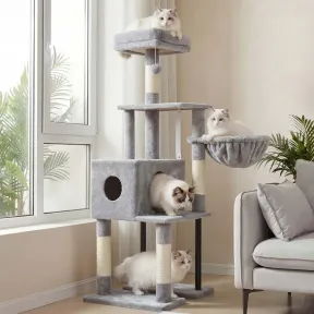 Rascador Heybly para gatos, torre cómoda de 125 cm