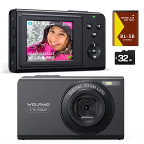 Cámara infantil WOLFANG 2,7K compacta para vlogging