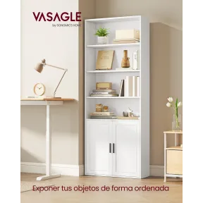 Estantería Vertical de 6 Niveles con Puertas, 24 x 60 x 175 cm