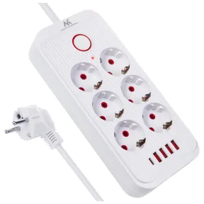 Regleta Maclean 6 Conectores, 4xUSB y 1xUSB-C 2500W