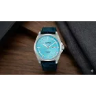 Reloj Lorus Y676 para hombre, correa de piel y esfera azul.