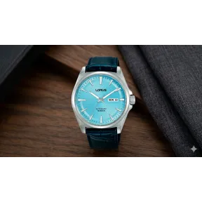 Reloj Lorus Y676 para hombre, correa de piel y esfera azul.