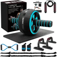 Kit 10 en 1 de rodillo abdominal con bandas y accesorios