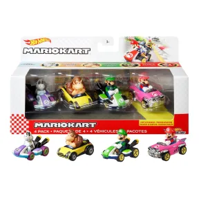 Conjunto Hot Wheels Mario Kart: 4 vehículos de personajes