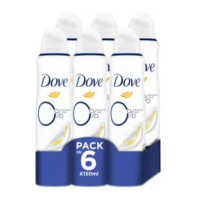 Dove 0% Desodorante en aerosol para mujer, 6 unidades 150 ml
