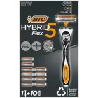 Maquinilla Recargable BIC Hybrid 5 Flex para Hombre - 1+10