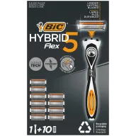Maquinilla Recargable BIC Hybrid 5 Flex para Hombre - 1+10