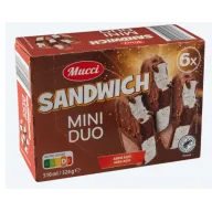 6 helados MUCCI Minisándwich dúo - 324 g
